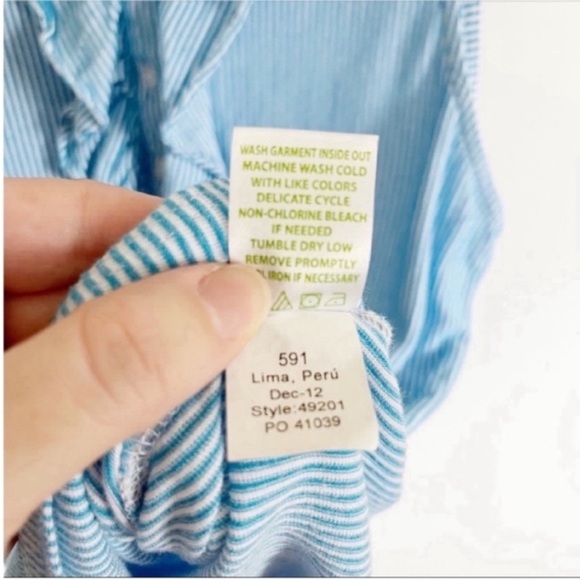 Lilly Pulitzer Drew tank top flutter blue seersucker striped ruffles - Picture 8 of 9